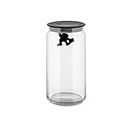 Alessi AMDR06 B Glass Gianni Jar A Little Man Holding On Tight Large Kitchen Box with Hermetic Lid in Thermoplastic Resin, Black, 140 cl