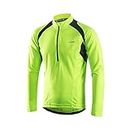 ARSUXEO Men's Half Zipper Cycling Jerseys Long Sleeves MTB Bike Shirts 6031, Green, Medium