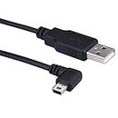 LARRITS Extra Long 5M USB 2.0 to Mini USB Cable 90 Degree Left Angle Power Supply Charge Cord with 5pc Wiring Clips for Garmin Car Dashcam GPS Navigation System Dash Cam DVR Camera GoPro 4 3