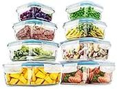 KICHLY 16 Piece Glass Food Storage Container (8 containers, 8 Transparent lids)- Stackable & Leak-Proof- BPA Free Locking lids- Easy to Store Food and Carry on The go- from Oven to The Table