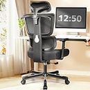 Primy Office Chair Ergonomic Desk Chair, High Back Computer Gaming Chair, Comfy Big and Tall Home Office Chair with Lumbar Support, Breathable Mesh Reclining Chair Adjustable Armrests Headrest(Black)