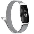Oumida Compatible for Fitbit Inspire 2 Strap Women Men, Stainless Steel Metal Replacement Wristband Compatible with Fitbit Inspire 2/Fitbit Inspire HR/Fitbit Inspire(Large,Silver)