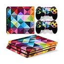 ROIPIN Black Skin for PS4 Pro, Protective Film Sticker for PS4 Pro Console Edition,Skin Sticker Decal Full Cover(Square Rainbow)