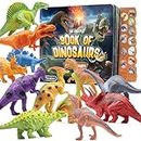 Prextex Realistic Looking Dinosaur Toys for Boys and Girls 3 Years Old & Up - Pack of 12 Animal Dinosaur Figures with Illustrated Dinosaur Sound Book to Explore the Facs and Habits About Each Dinosaur