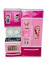 KIDSZILLA Gourmet Kitchen Cooking Toy Play Set | Play House & Accessories with Doll | Girls Pretend Play Furniture Appliances with Lights & Sound (2 x 2 Kitchen Set)(Pink or Blue)