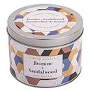 Kiera Grace 3-Wick Tin-14 oz Scented Candle, Jasmin & Sandalwood Natural Paraffin/Soy Blend Wax Candles-Long Lasting Portable Travel Jar Candles Gifts for Home Decoration, Christmas, Birthday