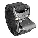 JUKMO Tactical Belt, Military Hiking Rigger 1.5" Nylon Web Work Belt with Heavy Duty Quick Release Buckle (Black, Small)
