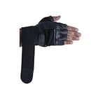 GymWar Gym Gloves Leather Gym Gloves for Men with Wrist Support Band for Weight Lifting and Exercise Black Color
