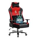 Fantasylab Big and Tall Gaming Chair Office Chair Gaming Chair with Massage Lumbar Pillow Gamer Chair for Adults Computer Game Chair with Adjustable Armrest High-Back PU Leather Gaming Chair 400lb