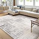 Cinknots Area Rug Living Room Rugs Grey Modern Luxury Rug Soft Short Pile Carpet Modern Style Decorative Rugs for Living Room Bedroom (Grey/Beige, 200 x 250 cm)