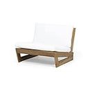 GDFStudio Emma Outdoor Acacia Wood Club Chairs with Cushions (Set of 2), Teak and White