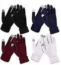 Wool Winter Gloves Touch Screen Thermal For Running Cycling Driving Hiking Windproof Warm Gifts For Men And Women Pack Of 2, Assorted