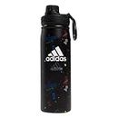 adidas 600 Ml (20 Oz) Metal Water Bottle, Hot/Cold Double-Walled Insulated 18/8 Stainless Steel, Icon Brand Love Black/Black/White, One Size