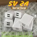 USB Double Wall Fast Charger Adapter Dual 5V2A For iPhone Samsung USB-A Plug Lot