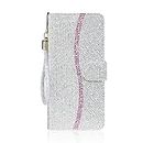Guppy Compatible with iPhone 8 Plus/iPhone 7 Plus Glitter Wallet Case with 2 Credit Card Holder Slots Bling Diamond Sequin Flip Stand Purse PU Leather Soft Bumper Protective Cover Case Silver