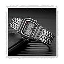 Acnos® Premium Brand Digital Black Vintage Square Dial and Band Unisex Stainless Steel Wrist Watch for Men Women Pack of 1 (WR-Black)
