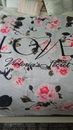 Victoria's Secret Love  floral gray pink logo fleece throw blanket 50x60 in soft