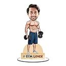 Foto Factory Gifts caricature personalized gifts for men Gym Lover Body Builder (wooden 8 inch x 5 inch) CA0197