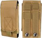 DHVAJ Tactical MOLLE Holster Army Mobile Phone Belt Pouch EDC Security Pack Carry Accessory Kit Waist Bag Case Compatible iPhone 13 Pro X XS Max XR 7 8 6/6s Plus Samsung Galaxy S10 S9 S8 Plus, Brown