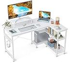 ODK L Shaped Computer Desk with Reversible Storage Shelves, L-Shaped Corner Desk with Monitor Stand for Small Space, Modern Simple Writing Table for Home Office Workstation, 100 * 74cm