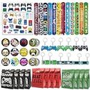 Mooshy 62 PCS Video Game Party Bag Fillers Boys Party Bags Gamer Party Favours with Slap Bands Gaming Keychain and Tattoos Stickers Button Pins Party Supplies Goodie Bag Fillers for Childrens