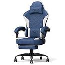 PZDO Gaming Chair Gaming Sessel Ergonomischer Gaming Stuhl mit Fußstütze, Gamingstuhl Gamer Stuhl PC Stuhl mit Hightech-Stoff verstellbare Kopfstütze, 150kg, Geschenk(Blau)