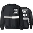 YOWESHOP High Visibility Safety Work Shirts Customize Your Logo Long Sleeve Fleece Security Uniform (2XL, Black - Style 1)