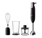 Panasonic Stainless Steel 3-in-1 Stick Blender, Chopper and Whisk, Easy to Grip Handle, Powerful 600W Motor, Wall Bracket Inc, Black/SS (MX-SS1BST)