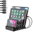 AIZBO Charging Dock 84W, PD Charging Station 3 PD 20W Fast Charging Premium 6-Port USB Charging Station Organizer for Multiple Devices, All Electronics