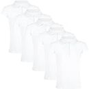 A2Z 4 Kids Girls Plain Shirts Summer Tank Top and Tees - Girls Polo Shirt White 5 Pack 9-10