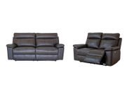 2-Pc Power Recliner Sofa Set, Air Leather Upholstered 3+2 Seater Sofa, Gray