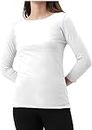 Prime fashions Womens Round Neck Long Sleeved top (White, XL)