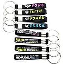 (12-Pack) Faith, Hope, Power, Peace - Christian Scripture Keychains in Bulk for Religious, Easter Giveaways, Goody Bag Items for Church Ministry - Bible Gifts for Boys Girls Men Women