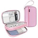 FYY Electronic Organizer Travel Case - Genuine Leather Travel Cord Organizer Case for Chargers and Cords, Waterproof Double Layers Cable Organizer Bag Tech Pouch, Travel Accessories Must Haves - Pink