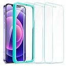ESR for iPhone 12/12 Pro Tempered Glass, 3 Pack Screen Guards, Easy Installation Frame, Military-Grade Drop Protection, Ultra Tough Scratch Resistant, 33 Lb Screen Protector For Smartphone