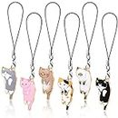 Yinkin 6 Pieces Cat Charm for Mobile Phone, Kawaii Charms Strap, Cute Hanging Cat for Backpack, Wallet, Keychain Pendant, 110 x 20 mm/ 4.3 x 1.18 inch, alloy, No Gemstone