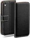 moex Klapphülle für Sony Xperia XA1 Plus Hülle klappbar, Handyhülle mit Kartenfach, 360 Grad Schutzhülle zum klappen, Flip Case Book Cover, Vegan Leder Handytasche, Schwarz