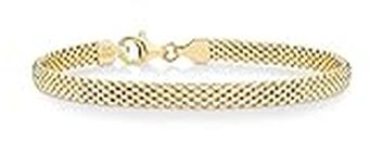 Miabella 18K Gold Over Sterling Silver Italian 5mm Mesh Link Chain Bracelet for Women, 925 Made in Italy, 8 inches, Sterling Silver