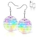 PUFIER LED Earrings Disco Ball 16 Light Modes Projecting Light up Earrings for Women Rechargeable, 塑料