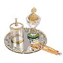 JISADER Arabic Incense Burner with Storage Jar Incense Holder Table Centerpieces with Mirrored Tray Clip Censer for Bedroom