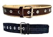 Forever99 Kids Girl's and Boy's Denim Cotton Casual Jeans Belt with Buckle Strap (Blue; Free Size) -Combo Pack of 2