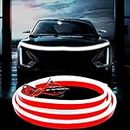 Car LED Hood Light Strip, 70 Inch 12V Flexible Waterproof Daytime Running Lights for Car, Universal Engine Cover Decoration Accessories for Cars, SUVs, Trucks, Dynamic Scan Start-up Effect (White)