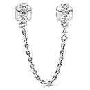Pandora Moments Women's Sterling Silver Band of Hearts Safety Chain Charm for Bracelet, No Box