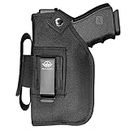 Gun Holster with Small & Medium Laser for Pistols : Glock 19 17..Taurus G3C G3 9mm..Sig Sauer..S&W M&P Shield..Ruger..Springfield With TLR-6 & CT Laser..- Fits 3.1'' to 4.7'' Barrel -Right/Left-Handed