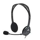 Logitech H111 Wired Headset, Stereo Headphones with Noise-Cancelling Microphone, 3.5 mm Audio Jack, PC/Mac/Laptop/Smartphone/Tablet - Black