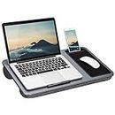 LAPGEAR Home Office Lap Desk with Device Ledge, Mouse Pad, and Phone Holder - Silver Carbon - Fits up to 15.6 Inch Laptops - Style No. 91585