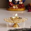 eCraftIndia Bowl Shape Crystal Tea Light Holder - Large, Gold