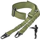 ZONSUSE Two Points Rifle Sling, Tactical Gun Strap, Airsoft Sling, with Metal Hook, Adjustable Removable, Release Flexibly, for Rifle Airsoft Shotgun(Green)