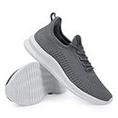 LCGJR Men's Running Shoes Ultra Lightweight Breathable Comfortable Walking Shoes Casual Fashion Sneakers Mesh Workout Shoes, Grey, 11