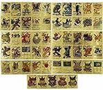 TECH LOGO ELECTRONICS Card 55 PCS Gold Foil for Kids Assorted Cards TCG Deck Box V Series Cards Vmax GX Rare Golden Cards and Common/Rare Mystery Card for Kids